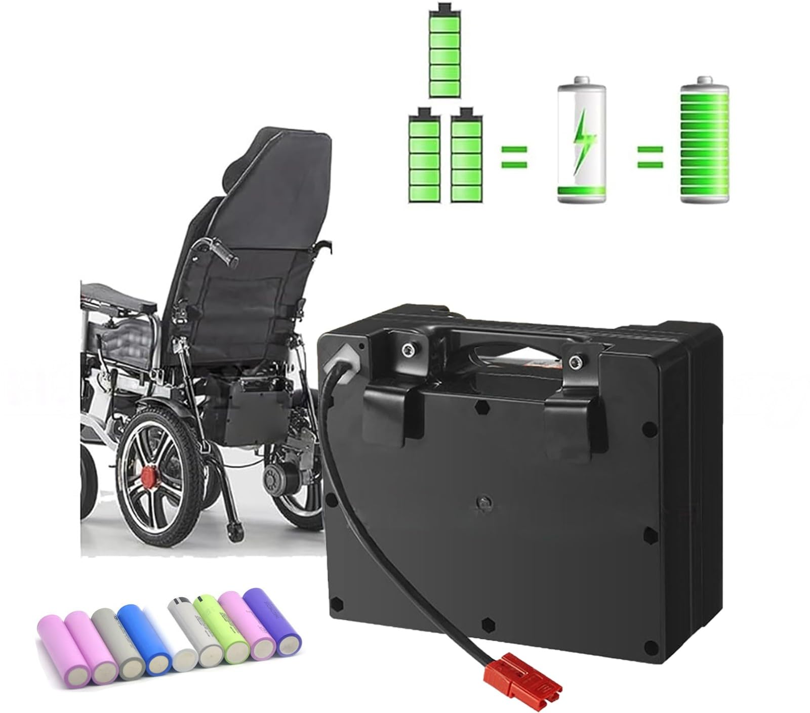 Batería para Silla De Ruedas Eléctrica De 24 V, 8 Ah, 10 Ah, 12 Ah Y 15 Ah, Batería para Silla De Ruedas Eléctrica De 24 V De Montaje Trasero, Batería De Litio Recargable De 24 V.