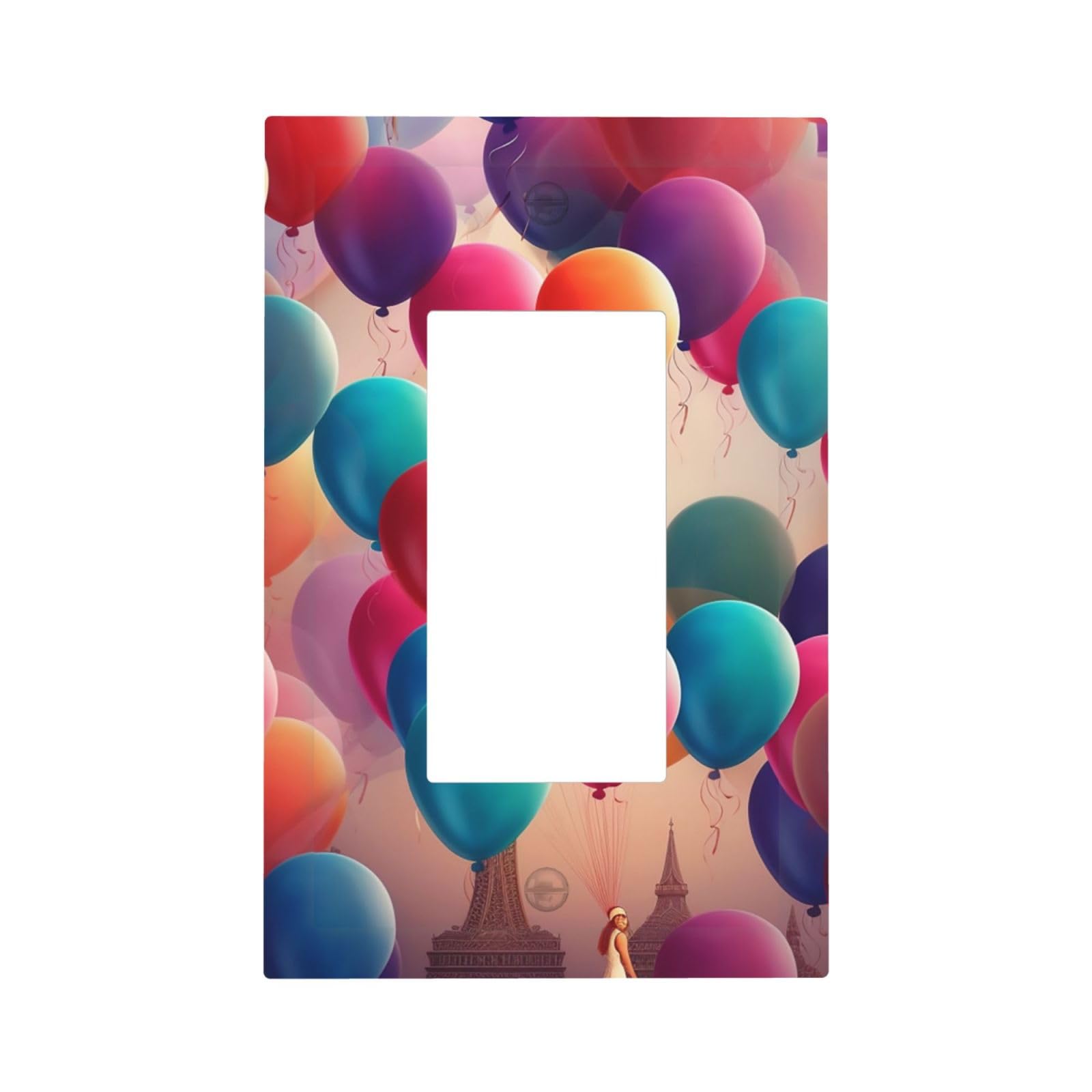 1-Gang Decorator Wall Plate Balloon Light Switch Cover Single Gang Receptacle Outlet Wall Plate Mid Size 5" x 3" Wallplate Unbreakable Polycarbonate Outlet Faceplates Covers