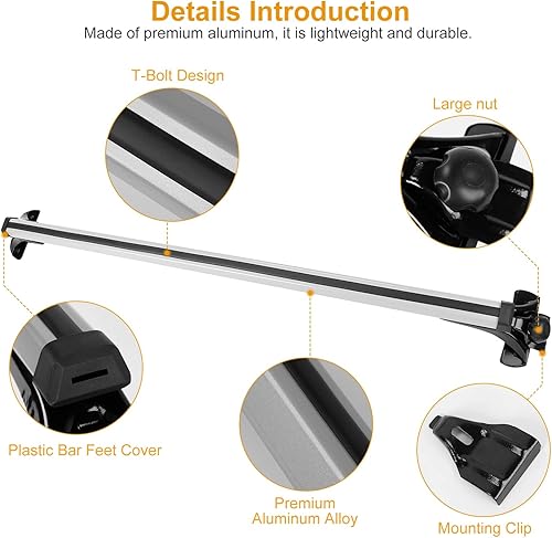 Miniatura 6 de Barras transversales universales para portaequipajes, barras transversales de aluminio de 48 pulgadas para vehículos sin rieles laterales, estante