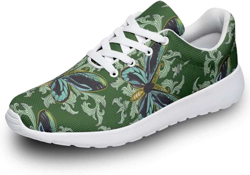 Women's Men's Sports Shoes Butterfly Mandala Green 3D Digital Trainers Running Shoes Non-Slip Road Running Shoes Hiking Shoes Trainers