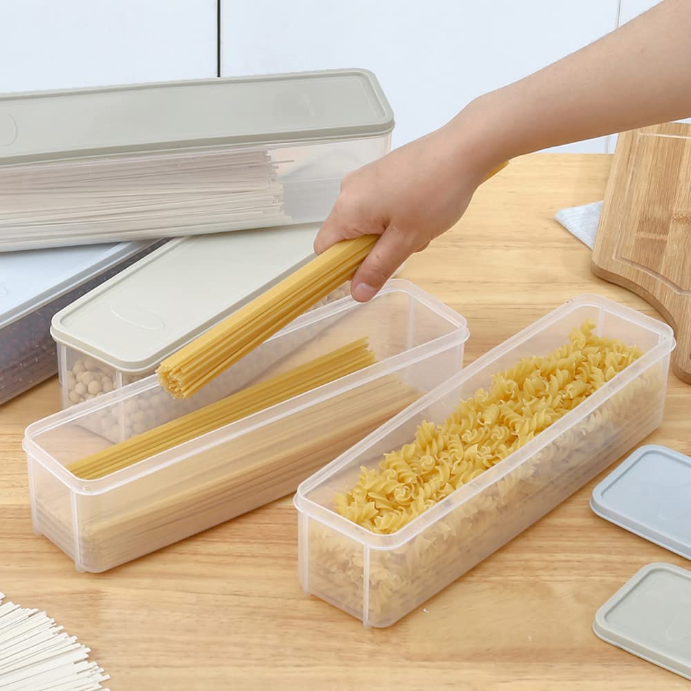 Set 2 Contenitori Per Pasta - Plastica PP, 30.5x8.5x7.8cm, Trasparenti, Con Coperchio, Per Spaghetti E Cereali - Foto 5
