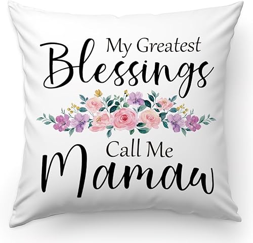 KongMoTree Mamaw - Funda de almohada de regalo, My Greatest Blessings Call Me Mamaw, regalo de cumpleaños para abuela, regalo perfecto para abuela,