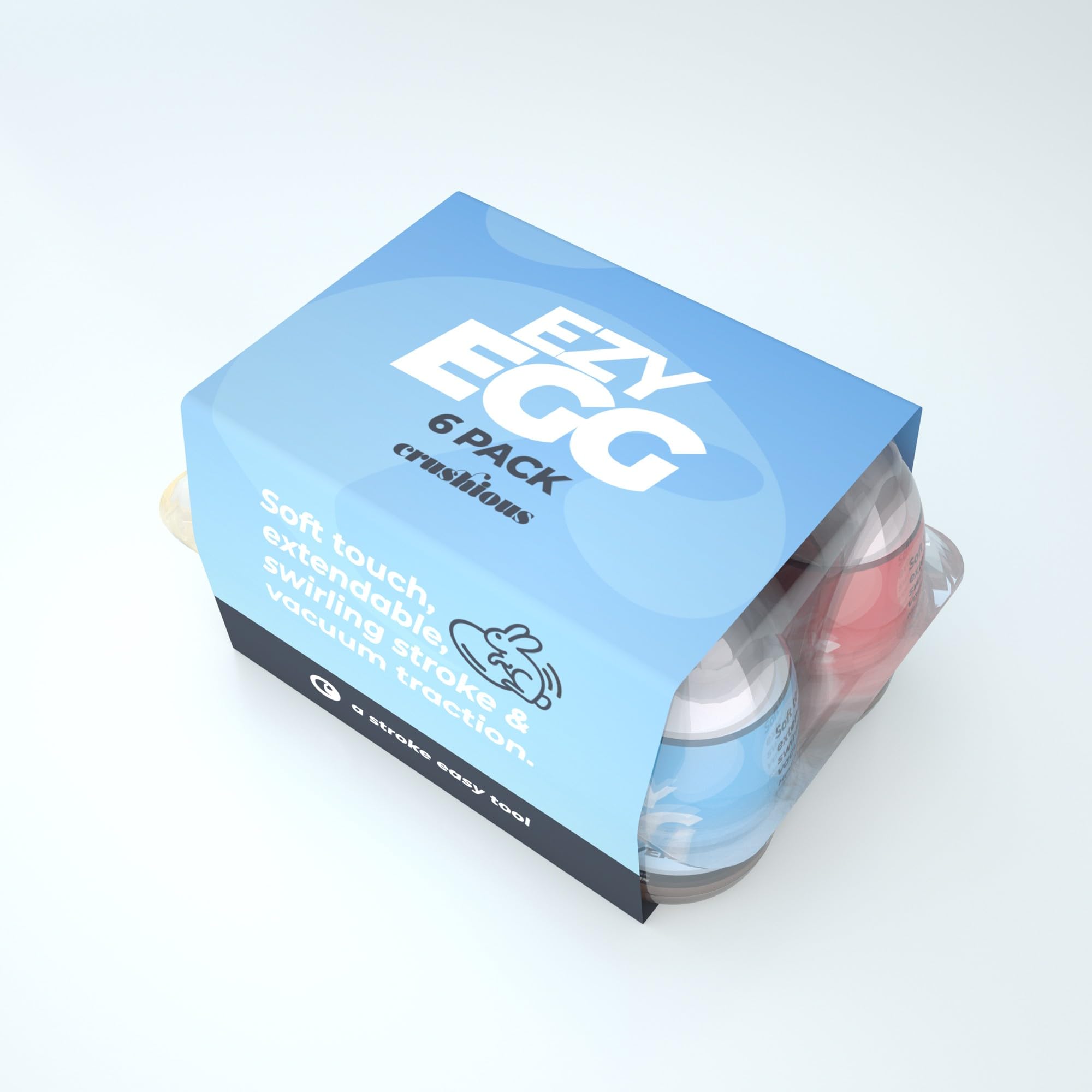 Ezy Egg Caja de 6 Huevos Masturbadores Masculinos, 6 Texturas Diferentes, TPE y ABS, Compatible con Lubricante Base Agua