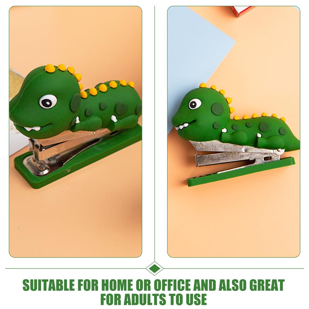 NUOBESTY Mini Dinosaur Stapler Reusable Silicone Desktop Stapler Cute Decorative Paper for Home and Office Use - Image 3