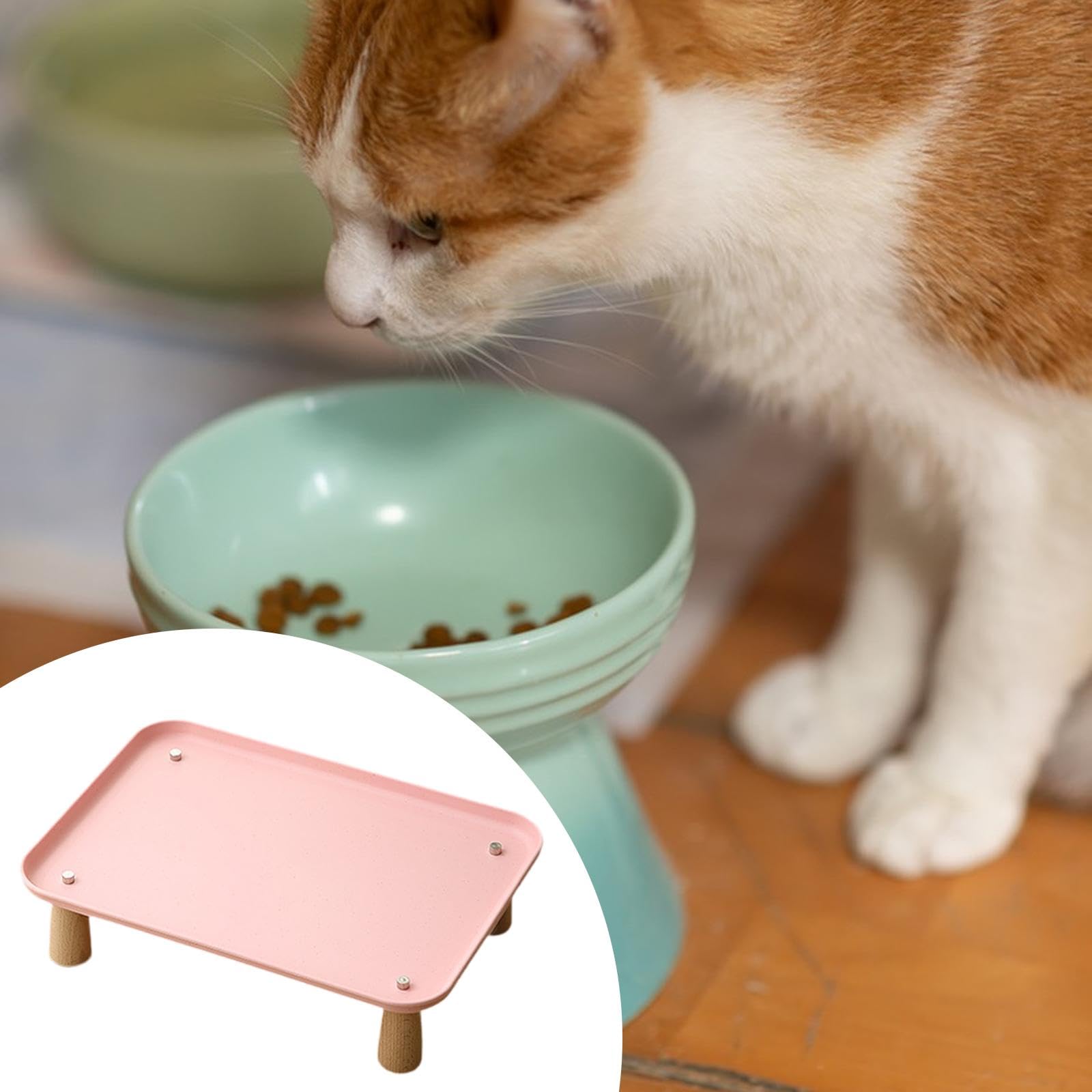 Soporte Elevado para comedero de Gatos, Mesa para Comida de Mascotas, Soporte Elevado cómodo, Bandeja para comedero de Mascotas, para Perros y Gatos, Rosa