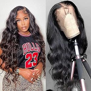 Pelucas Mujer Pelo Natural Humano 13×4 Body Wave Lace Front Wig Human Hair For Black Women Peluca Cabello Humano Peluca Pelo Humano Mujer Color Negro Natural 18 Pulgada (45cm)