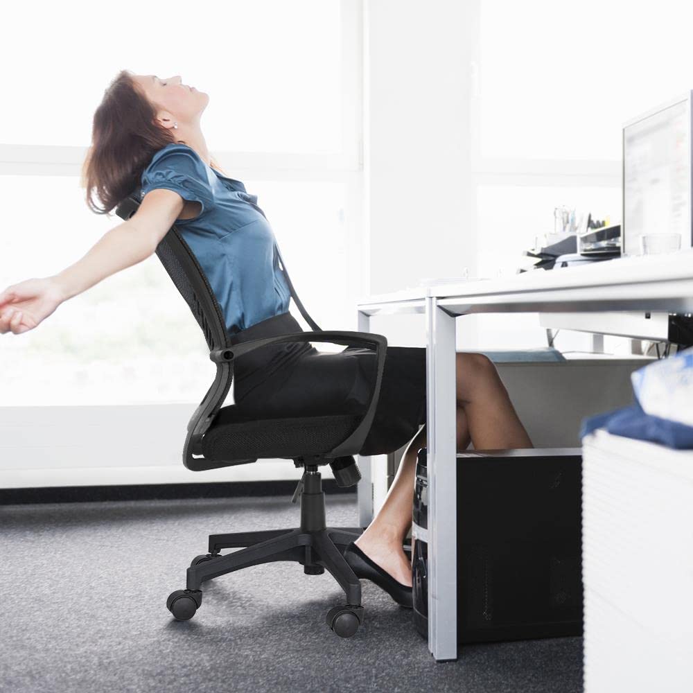 Yaheetech 2 Stück Bürostuhl, Schreibtischstuhl ergonomisch, Drehstuhl mit Netzbespannung, höhenverstellbarer, 360° Computerstuhl, Wippfunktion, bis 125 kg belastbar | Set mit 2 Stühlen, Bürostuhl, atmungsaktives Netzgewebe, schwarzer Drehstuhl, Lendenwirb