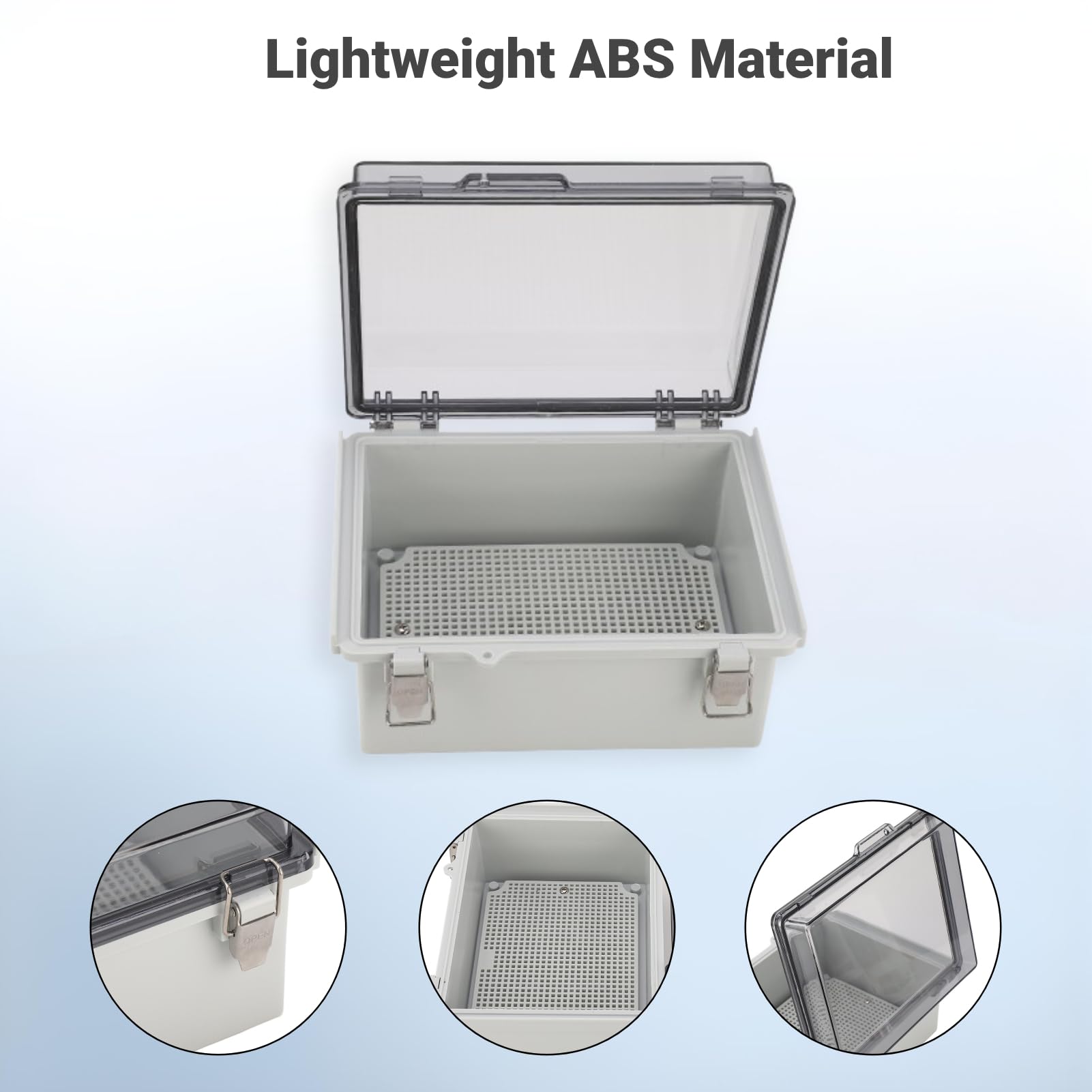 Outdoor Junction Box, Electrical Box with Hinged Transparent Lid, Water-Resistant Universal Project Enclosure Box 220 X 170 X 110mm - Image 4