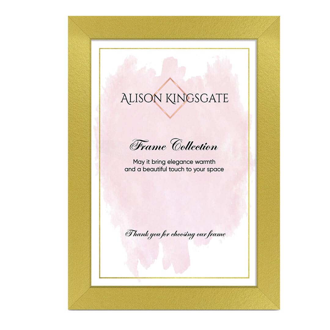 Alison Kingsgate Gold Modern A3 Picture Frame - Engineered Wood Photo Frame With Shatterproof Perspex Front - Ideal For Posters, Certificates & Artwork