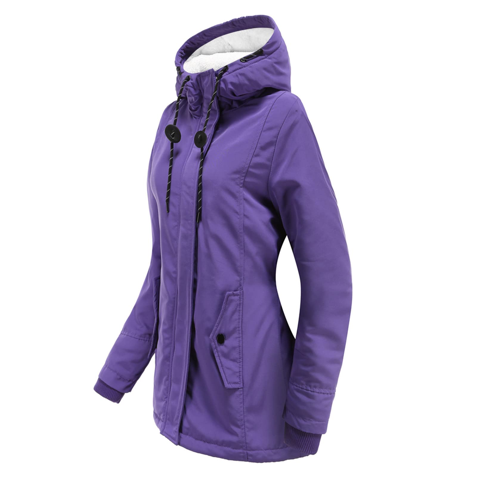 Generico Cappotto Invernale Donna, Giacca Donna Invernale Impermeabile con Cappuccio Antivento Media Lugghezza Giacca Foderato in Pile Caldo Ed Elegante Cappotti per Outdoor