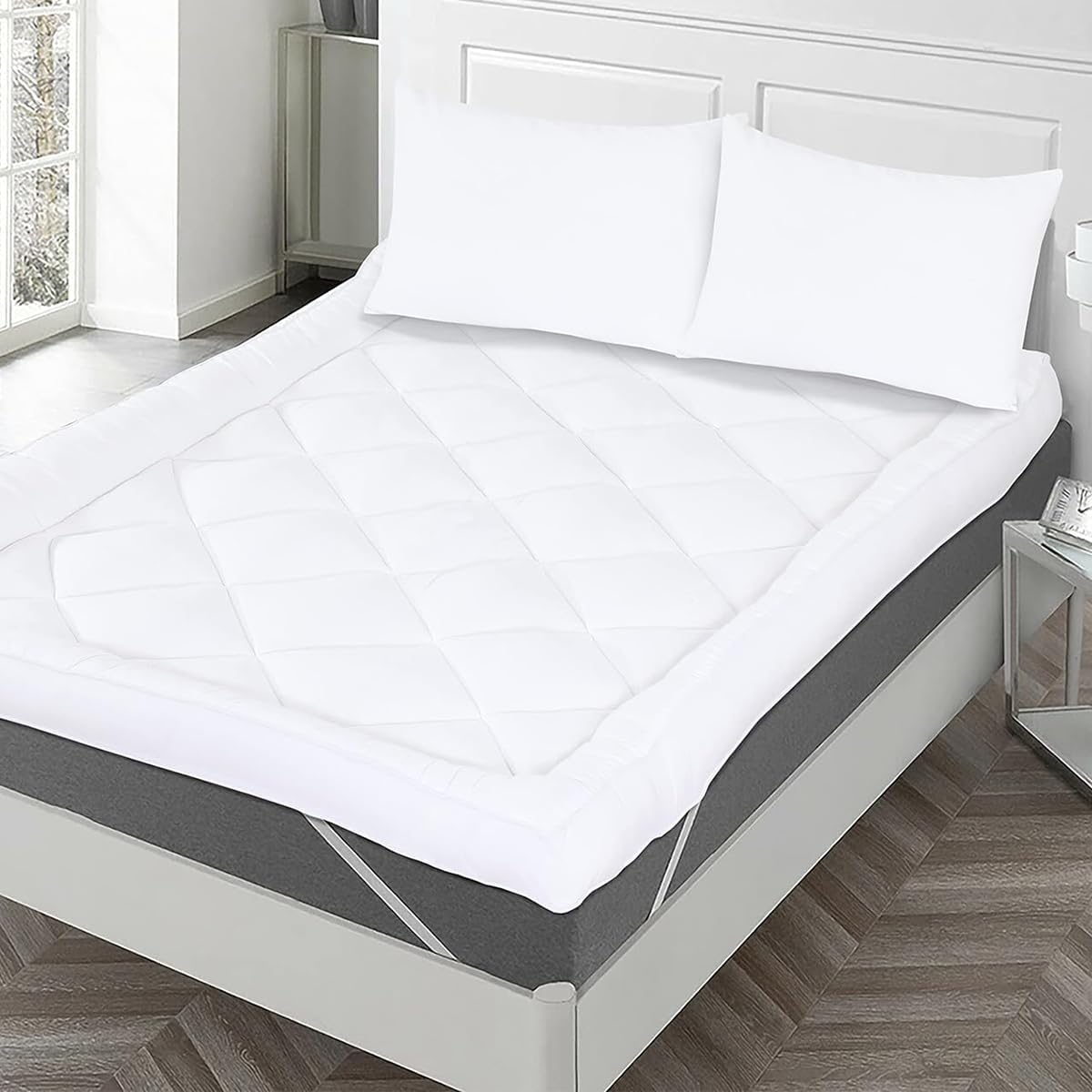 ADVENT King Size Mattress Topper (150 x 200cm), 100% Poly-Microfiber ...