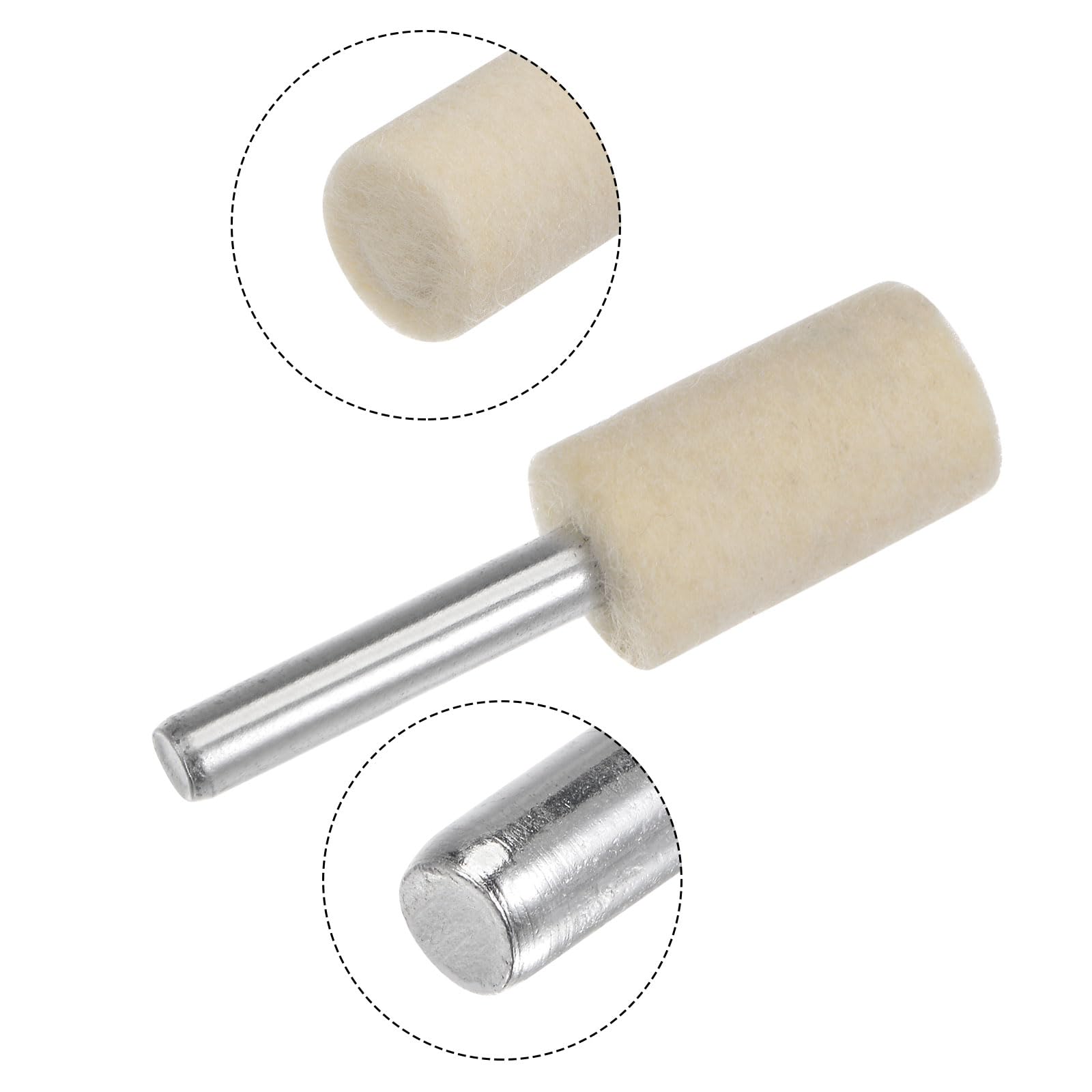 QUARKZMAN 10pz Punte Mandrino Montate Feltro Lana 16mm Testa 1/4 Pollici Supporto Cilindro Lucidatura Punta Trapano Feltro Lucidatura Ruota per Strumento Rotante