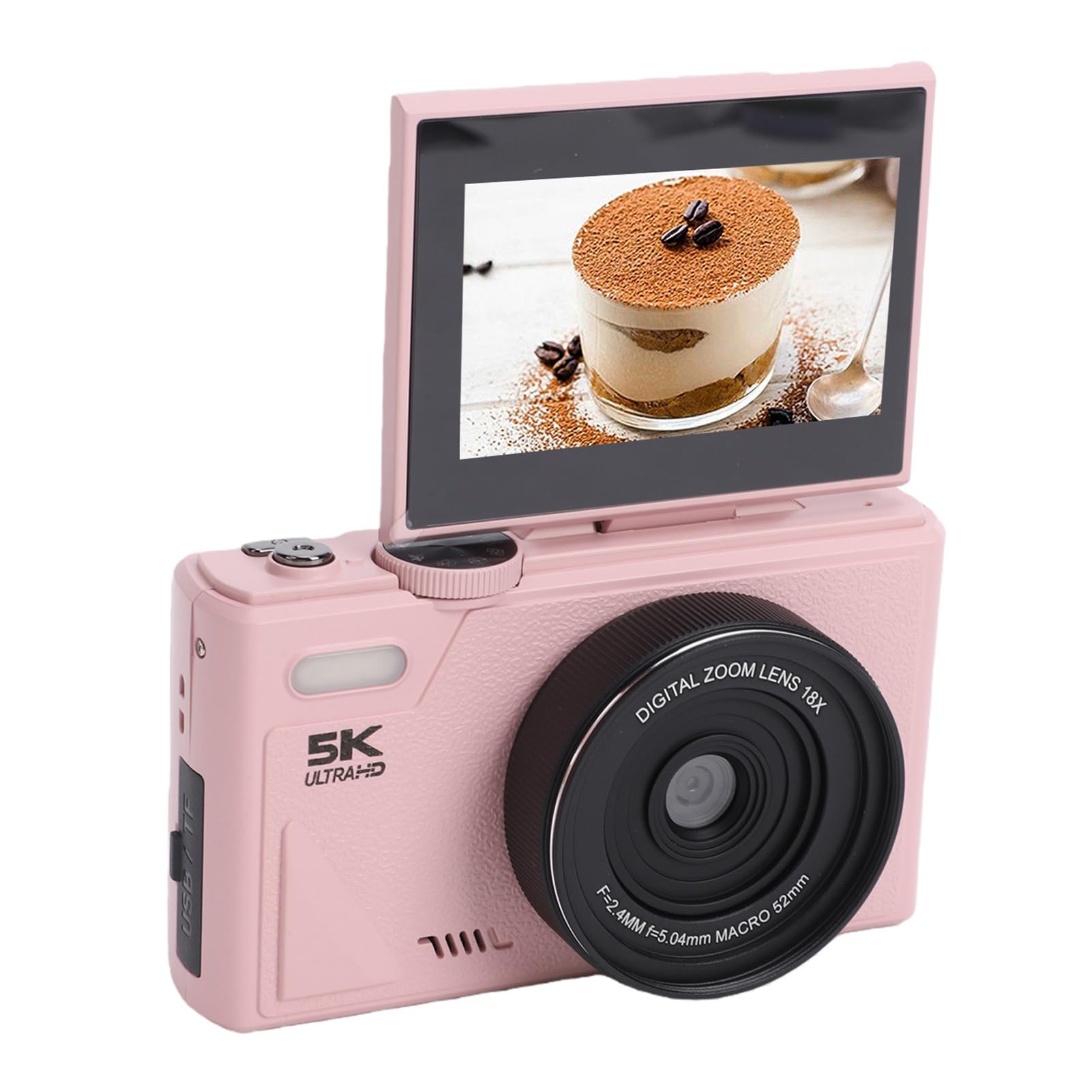 Fotocamera Digitale 5K 80MP, Zoom Digitale 18X, Schermo Flip Antivibrazione da 3", Supporta Pausa Video Time Lapse Rallentatore, Fotocamera Vlogging Ricaricabile per Adolescenti