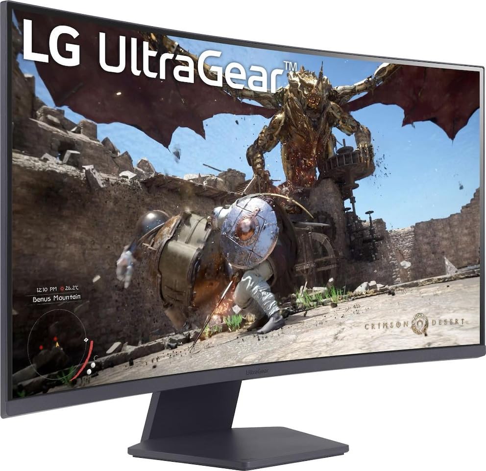 Image of LG Ultragear 32GS60QC - 32 inch QHD 1000R Curved Gaming Monitor (2560 x 1440),180Hz, 1ms, AMD FreeSync, HDR10, VESA Certified, HDMIx2 DisplayPort, 3-Side virtually Borderless - Black