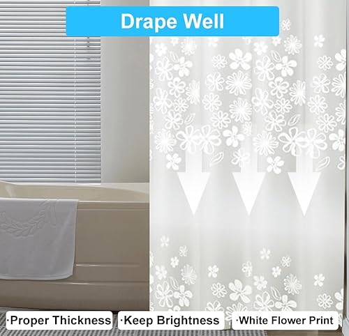 Miniatura 3 de Forro de cortina de ducha con 12 ganchos de plástico, 72 x 72 pulgadas de plástico para cabina de ducha y bañeras, cortinas de baño juego de cortina