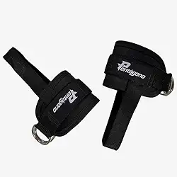 Tornozeleira Crossover com Alça para os Pés Pentágono, Dupla Fivela 40mm, Reforçada e Grossa, para Treino de Glúteo, Perna e Coxa, Uso em Polia e Aparelhos de Academia