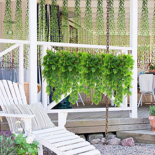 Cattree Monstera Leaves Artificial Hanging Vines 4 Pack, Fake Ivy Tropical Leafs Green Leaf Plants Greenery Faux Vine Ivy Rattan Ferns For Wedding Garden Home Hawaiian Part Outdoor Décor #TOP6