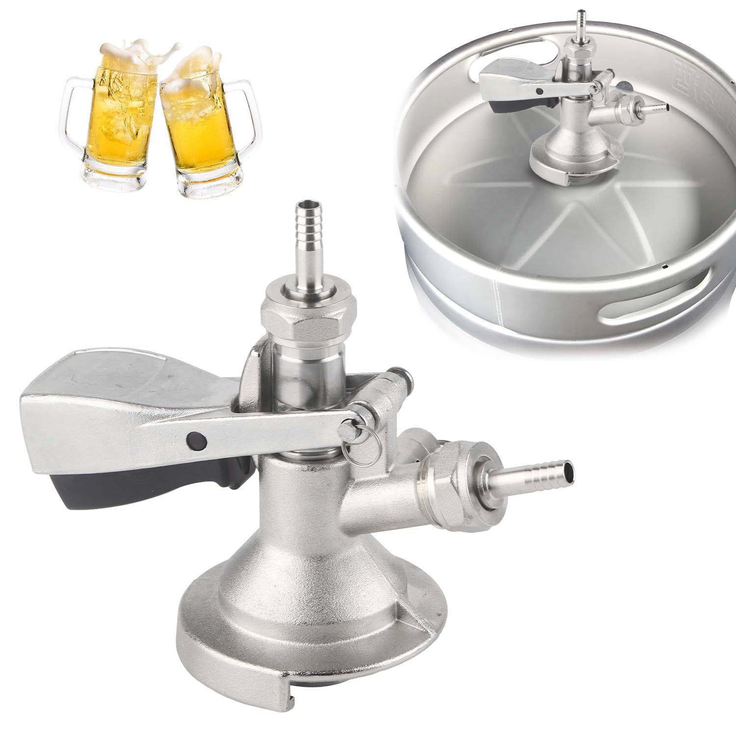 Tissting Coupleur de Fût Type A Acier Inoxydable G5/8 Soupape de Surpression Sécurité Tireuse à Bière