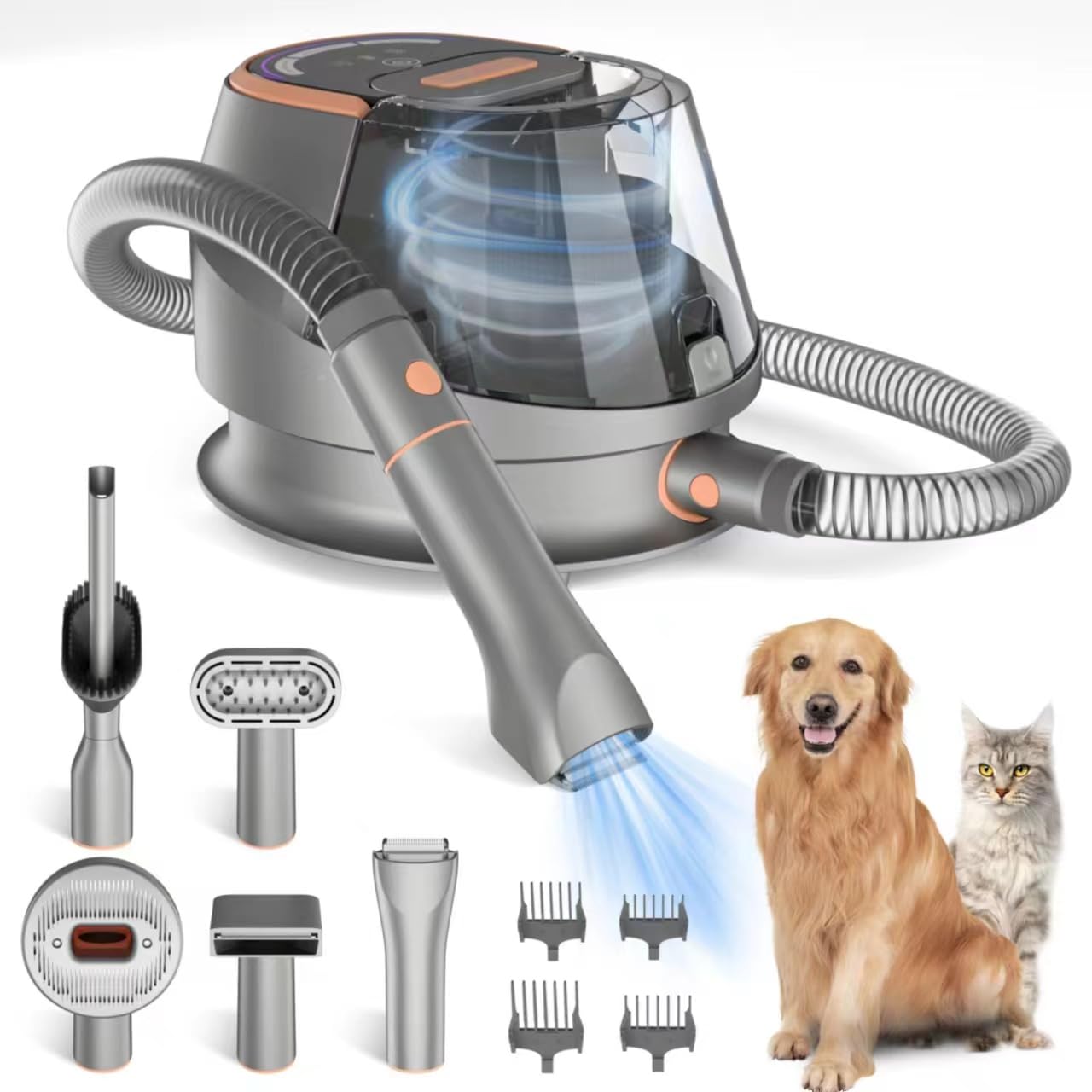Fey Dog Hair Vacuum,Pet Grooming Vacuum Kit, 15KPa Strong Dog Hair Vacuum, Drying, Remover & Nail Clipper All in One, 3.5L Large Capacity Dog Vacuum for Shedding Grooming, Works for All Dogs Cats