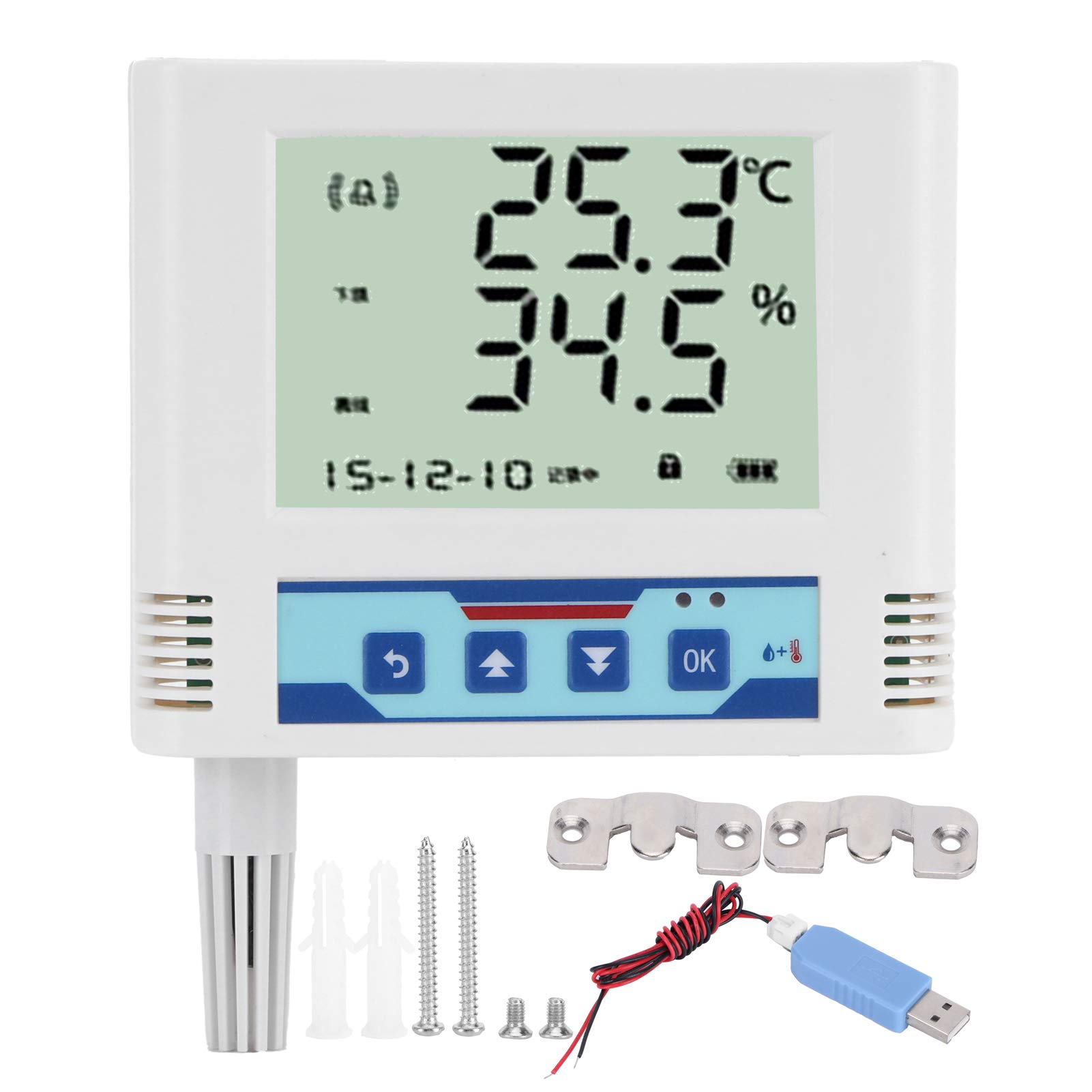 Cocoarm Sensor de Temperatura y Humedad WiFi Registrador de Temperatura y Humedad ABS de 40 a 176 Fahrenheit Almacenamiento de 65535 Puntos Pantalla Grande Monitor en Tiempo Real para Sala de