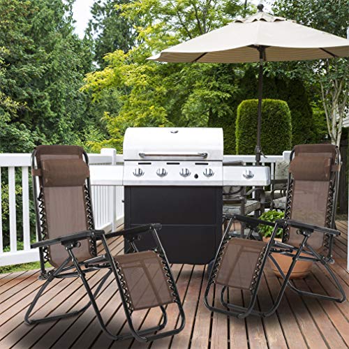 Fdw Set Of 2 Zero Gravity Chairs Lounge Patio Chairs Outdoor Yard Beach (Brown) #TOP1