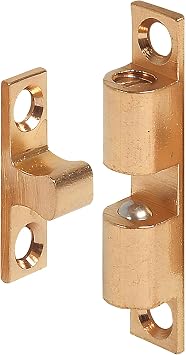 Brixwell QILO-004 Twin Ball Catch, Brass 60 mm 13 mm 2 3/8" Length 60 mm Yellow, Brass Bright, Catch and counterpiece Bright