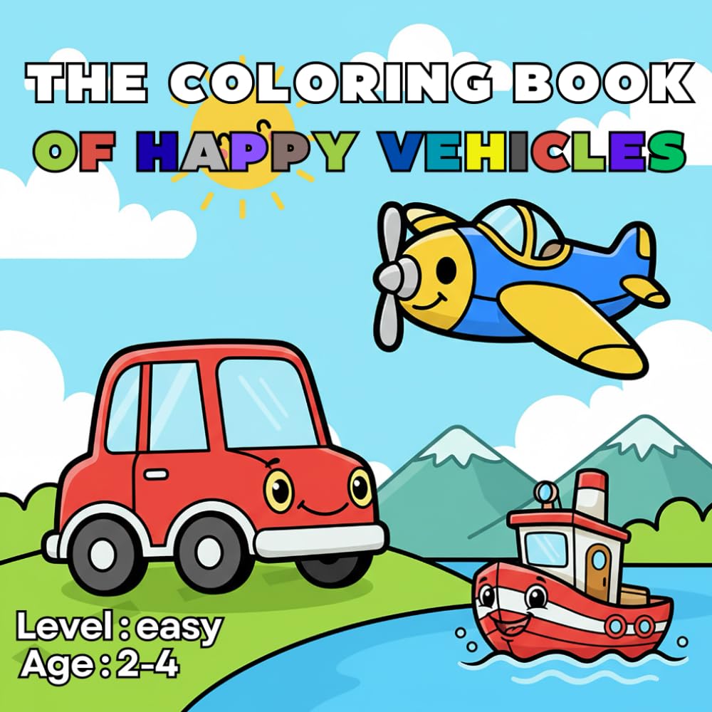 The Coloring Book Of Happy Vehicles For Toddlers: A First Look At Things That Go!! Simple Pictures Of Vehicles To Learn And Coloring (Smart Start Toddlers Coloring Book Collection!)