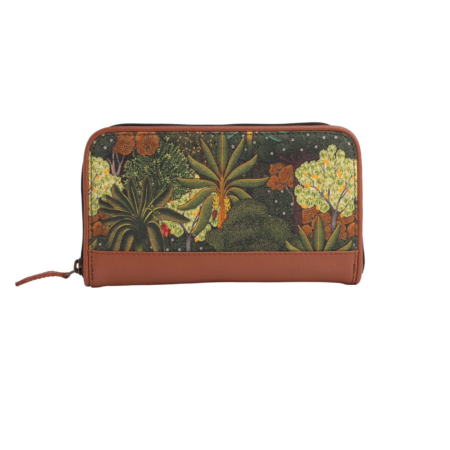Women’s Zip Wallet with Indie Modern Print | Vegan Leather & Canvas | Lightweight Organizer with Card Slots, Zip Pocket & Compartments | Stylish Daily Use Wallet (Green)-image-22