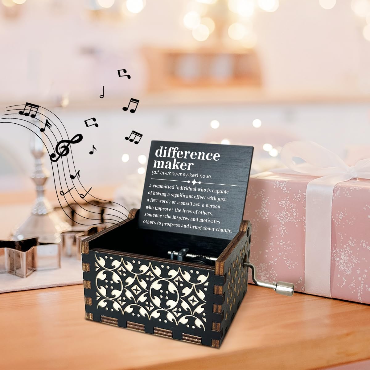 Difference Maker Definition Wooden Music Box Coworker Appreciation Gifts Vintage Hand Crank Music Boxes U R My Sunshine Music Boxes for Women Office Gifts for Women Boss Gifts for Women - DH409