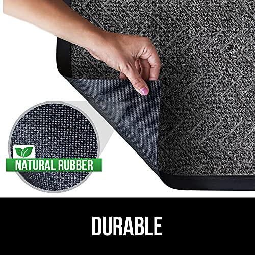 Gorilla Grip Original Durable Natural Rubber Door Mat, 47X35, Heavy Duty Doormat For Indoor Outdoor, Waterproof, Easy Clean, Low-Profile Rug Mats For Entry, Patio, Busy Areas, Steel Chevron #TOP3