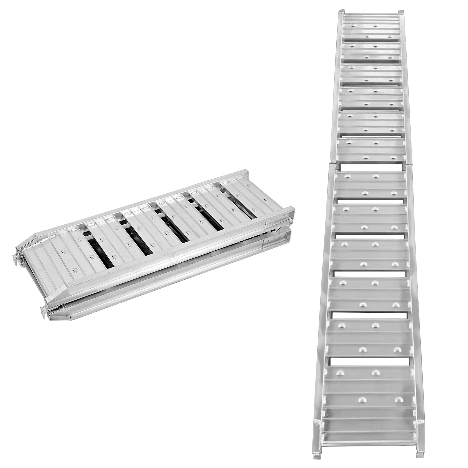 Kaitou アルミブリッジ ラダーレール 折りたたみ 軽量 スロープ 歩み板 バギー バイク 農機具 シルバー 二つ折り 180CM