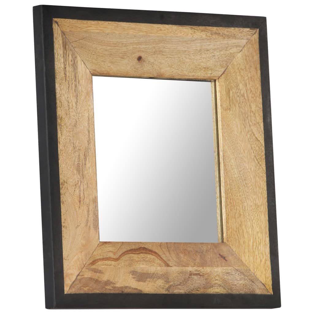 Spiegel 50 x 50 cm aus massivem Mangoholz mit natürlichem Finish, Wand oder Standspiegel für Flur Bad, Deko für Schlafzimmer, auch für Kosmetik und Rasur