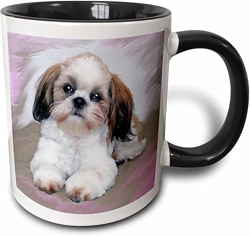 3dRose Shih Tzu cachorro dos tonos negro taza 11 oz multicolor