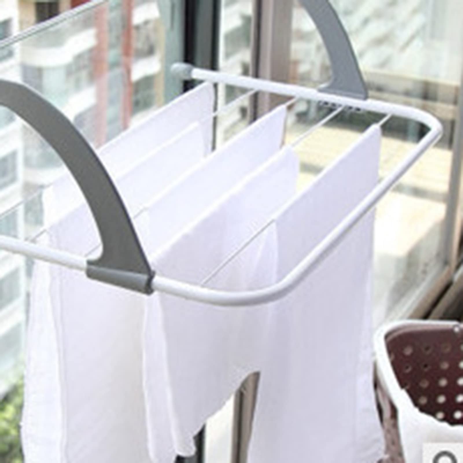 Natudeco Portable Clothes Drying Rack Foldable Hanging Drying Stand Laundry Rack Folding Towel Rack for Drying Socks Balcony Railings Windowsill