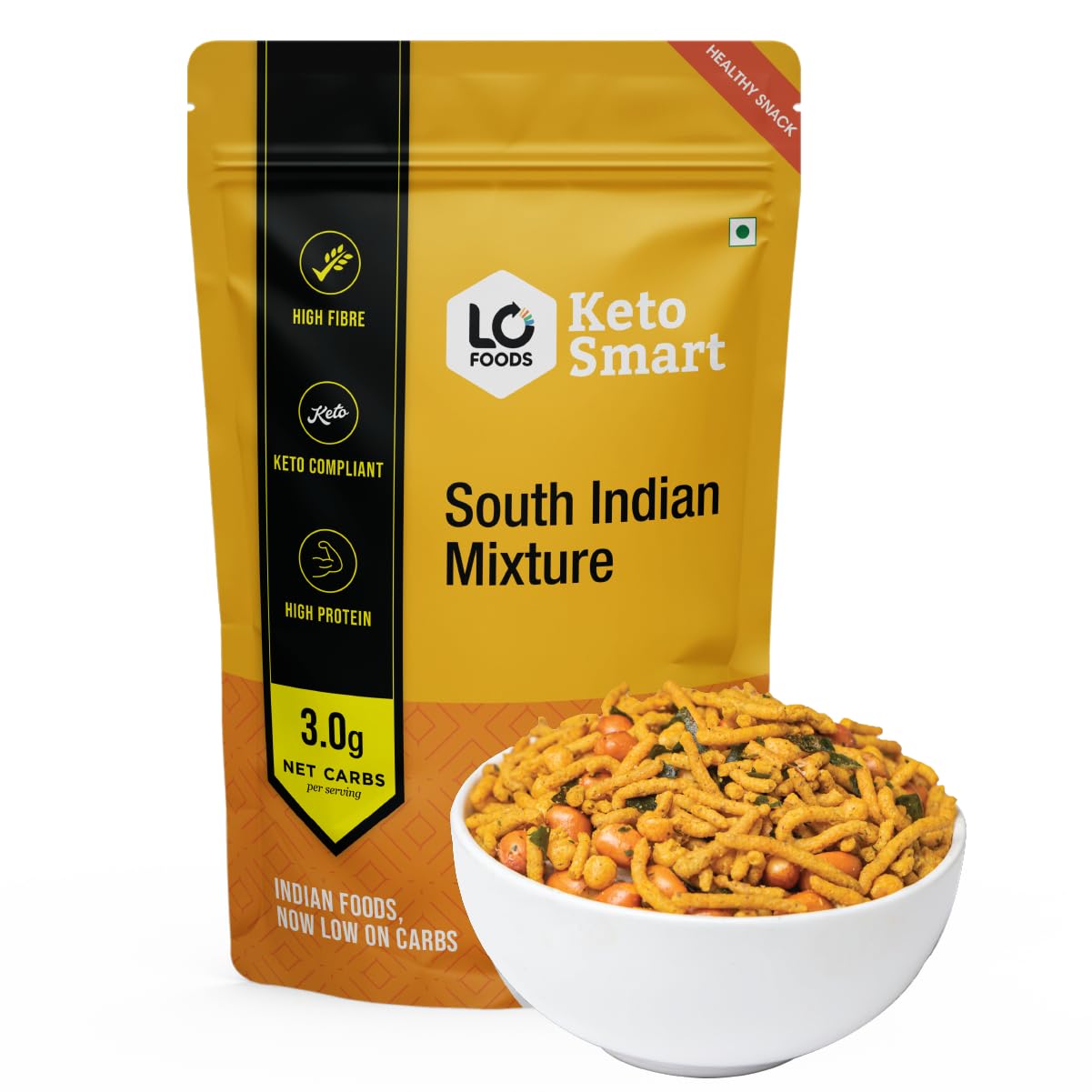 Lo Foods Keto South Indian Mixture (200G)|3G Net Carb|Keto Snack Tested for Keto Diet|Low Carb Snacks|Diet Snacks Food|Keto Namkeen