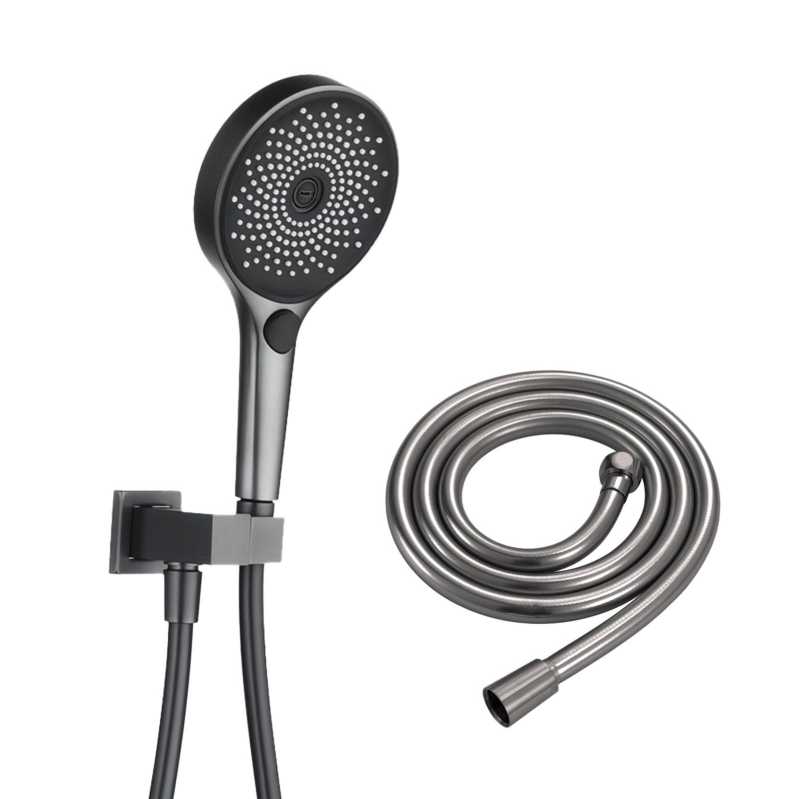 Duschkopf mit Wandanschluss & 1.5m Schlauch, Handbrause mit 3 Strahlarten aus ABS, Brausekopf mit 360° Drehbarem Halter & Wasserzulauf, Universal Duschbrause für Dusche, Badewanne