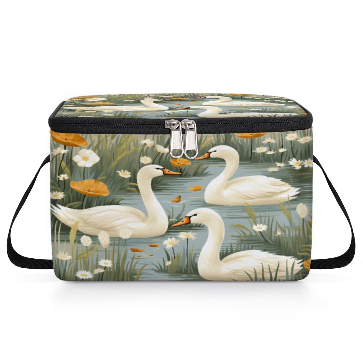 GzLeyigou Goose Lunch Bags for Women Men 9 Cans, Hot & Cold Food Delivery Bag Insulated Grocery Bag Insulated Lunch Box Goose Swimming Cooler Bag for Office Work Picnic Beach