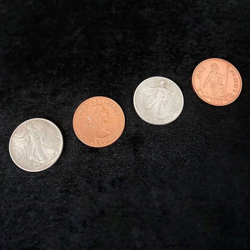 SUMAG Sun and Moon Coin Set (Walking Liberty Half Dollar) Magic Tricks Coins Vanish Magic for Magicians Close up Illusions Props Gimmicks Mentalism