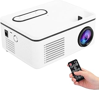 Mini Projector, Movie Projector with 20000 Hrs LED Lamp Life 1080P HD Supported Portable Projector for 0.8-2m Projection, Compatible with HDMI, TF and USB(White)