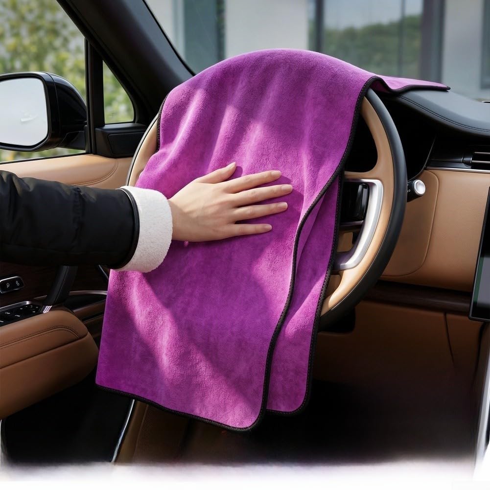 2er Set Mikrofasertuch 60x160 cm, streifenfrei, weiches Korallenfleece für Auto Glas Leder