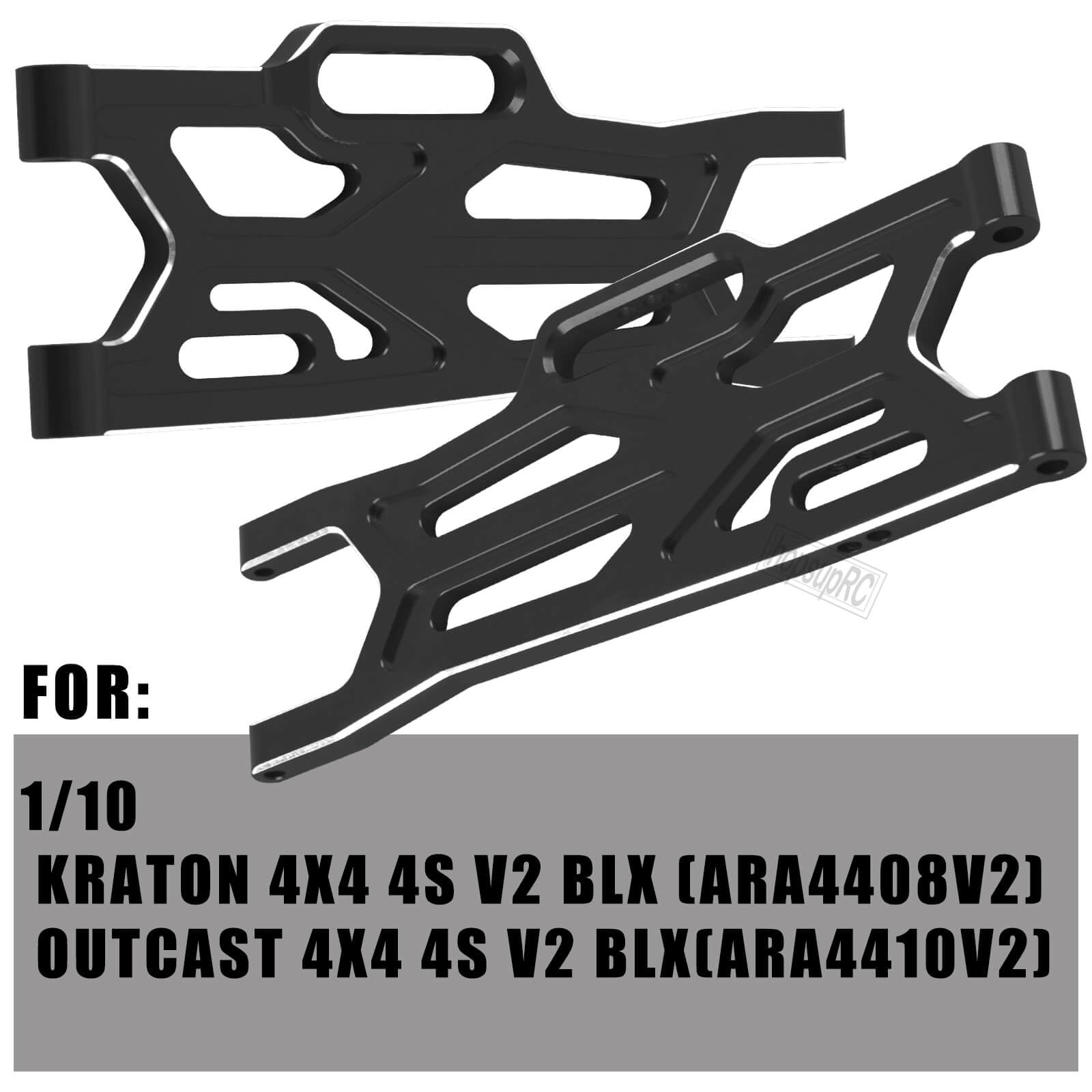 RC Aluminum Suspension Arms Set&Hubs Caster Blocks&Front Steering Block Knuckles&Rear Hubs Upgrades Parts for 1/10 Kraton/Outcast V2 4S BLX,Front Rear Suspension Arms Hops Up,Black