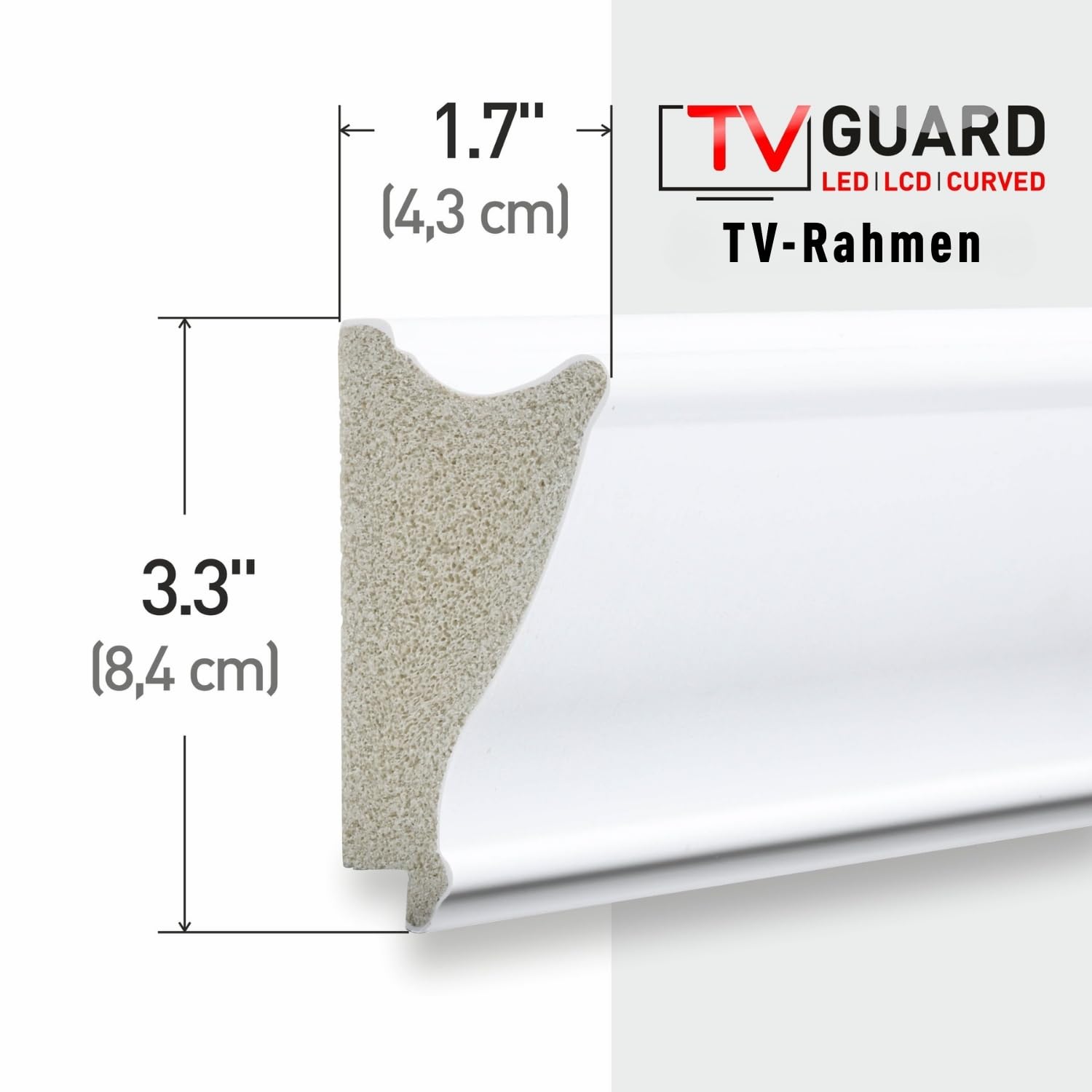 75-Zoll-TV-Rahmen für Samsung The Frame & Pro kompatibel, Modernes Weiß, geeignet für wandmontierte Fernseher