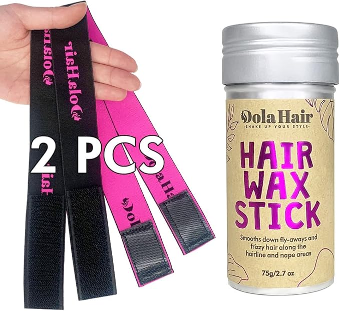 Dolahair Hair Wax Stick with 2 Pcs Lace Melting Band, Elastic Bands for