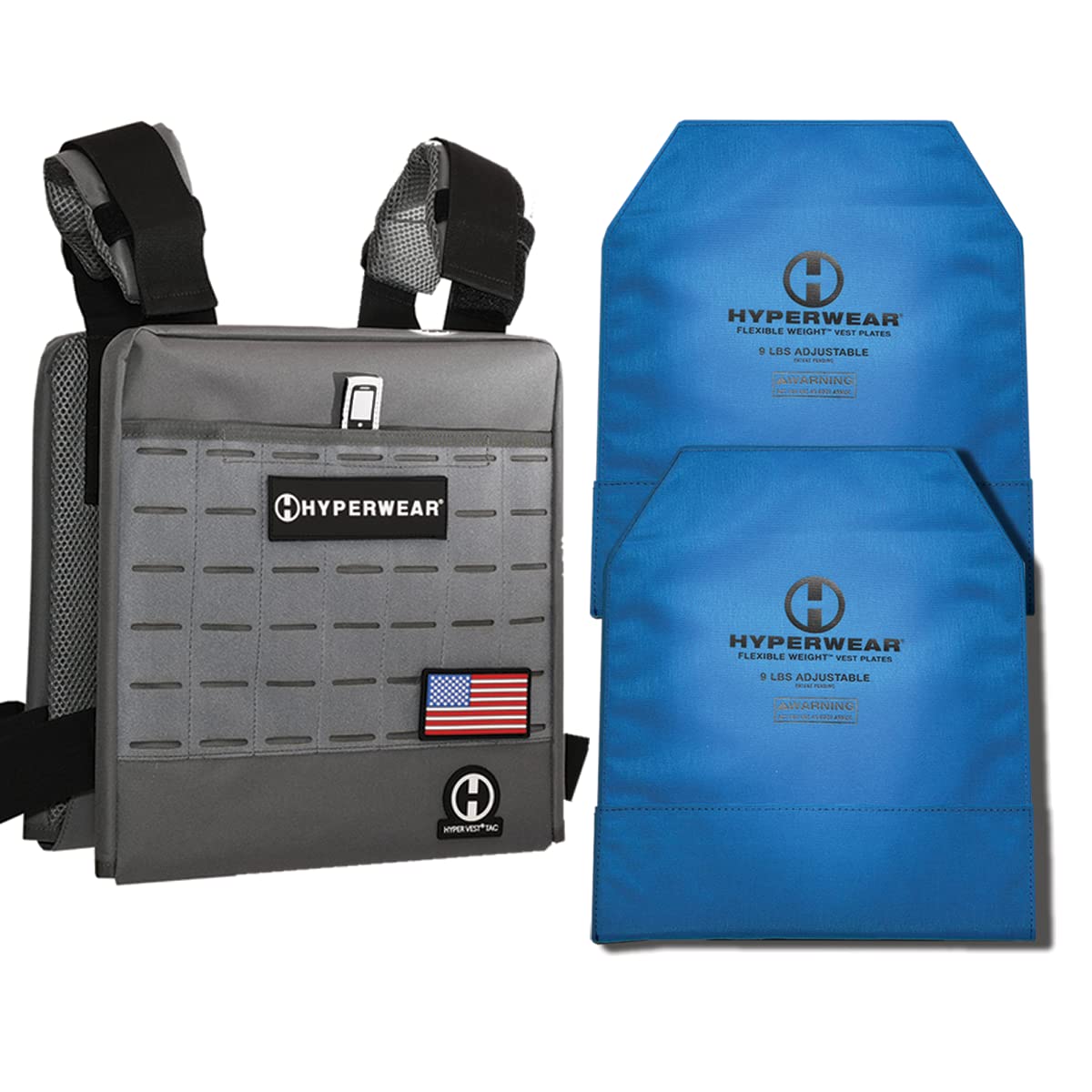 HYPERWEARHyper Vest TAC - Rucking Vest for Men and Women, Adjustable Weighted Vest for Strength Training, Endurance, and Fitness Workouts - Flexible Weight Plates (20-60 lbs)