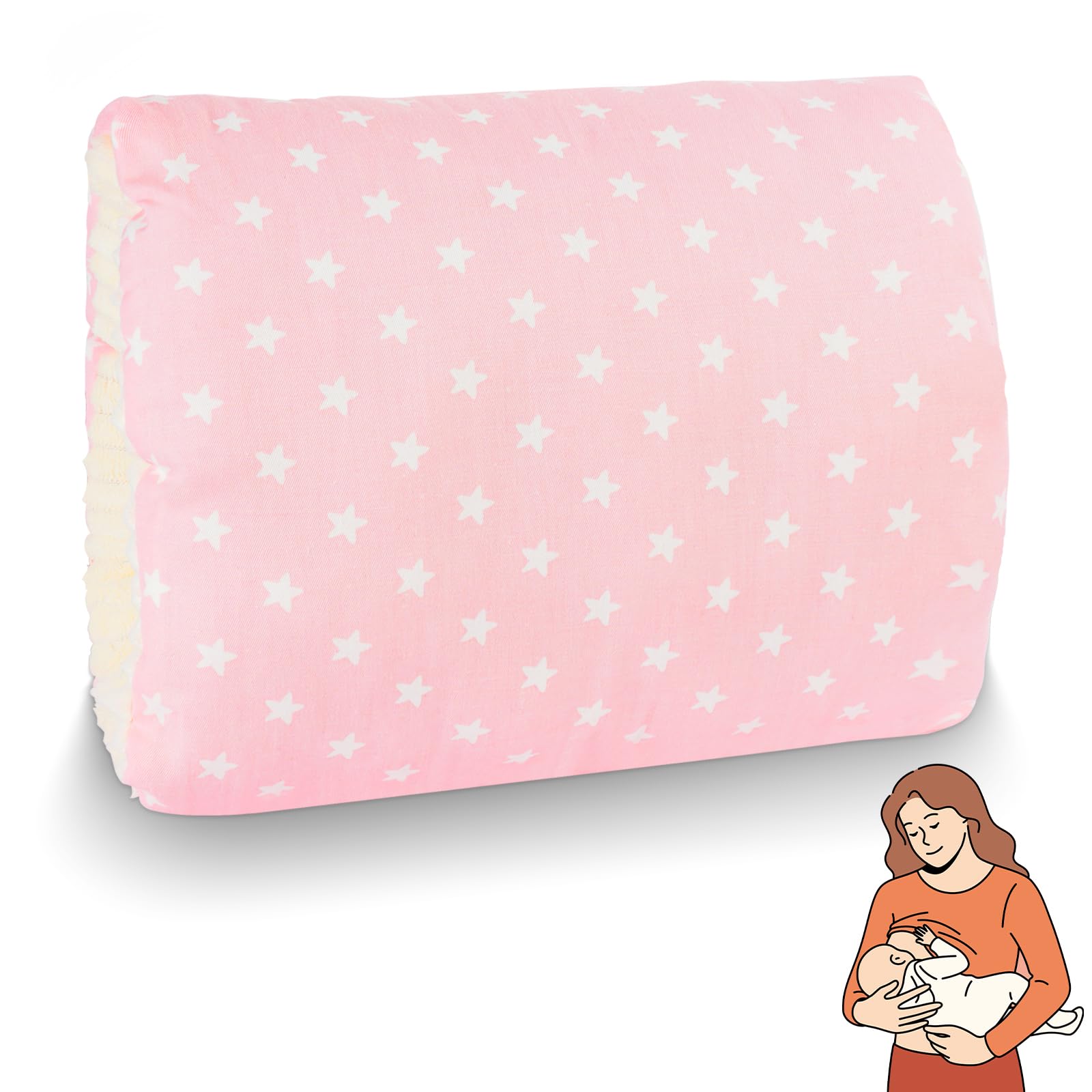 Aolso Arm Stillkissen, Arm Nursing Pillow und Ministillkissen klein Breastfeeding für unterwegs, Gemütliches Wiegen-Armkissen, Baby-Still-Kopfstützkissen, Stillmuff Reisestillkissen (Rosa-Sterne)