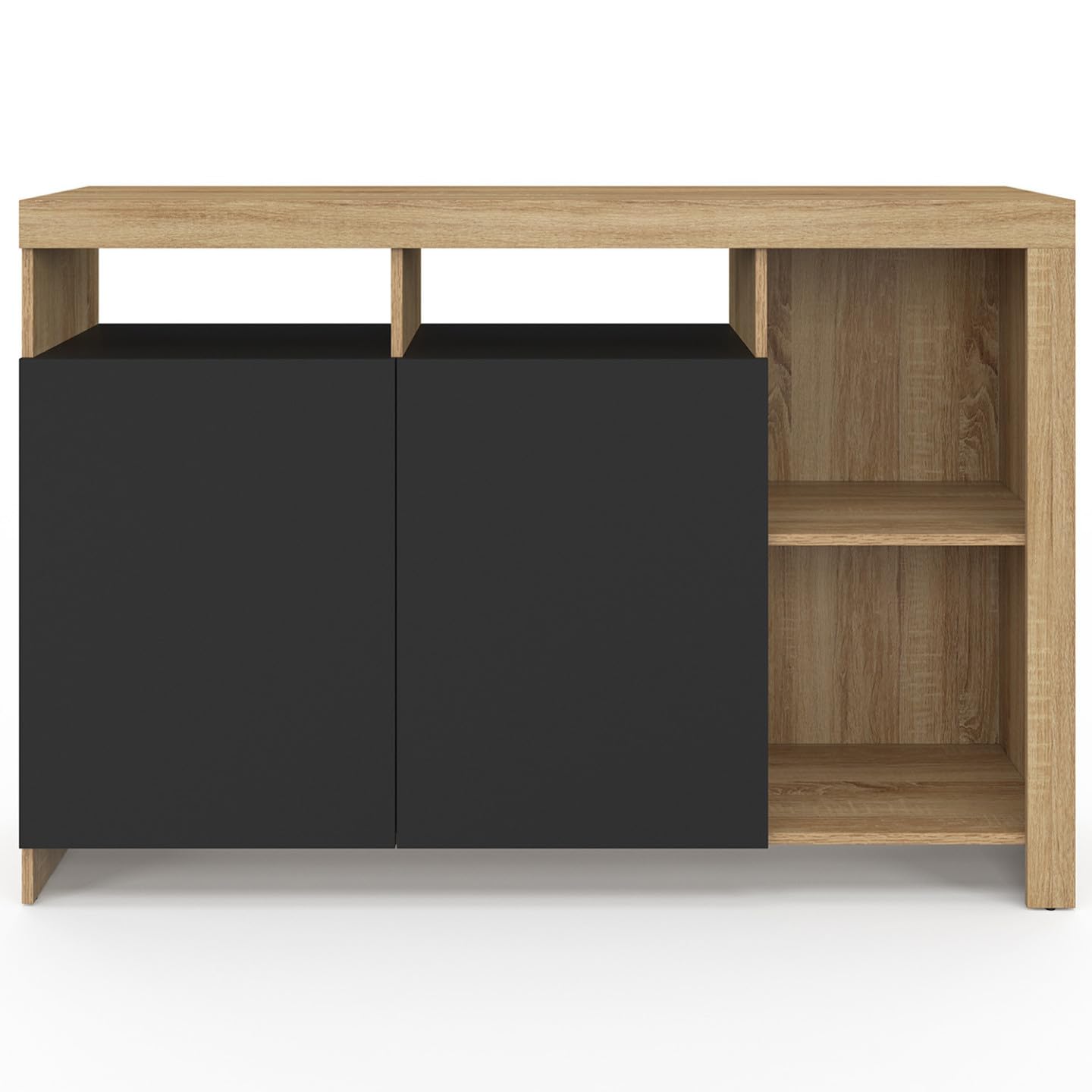 IDMarket - Credenza MALO 110 cm con legno effetto faggio e ante nere