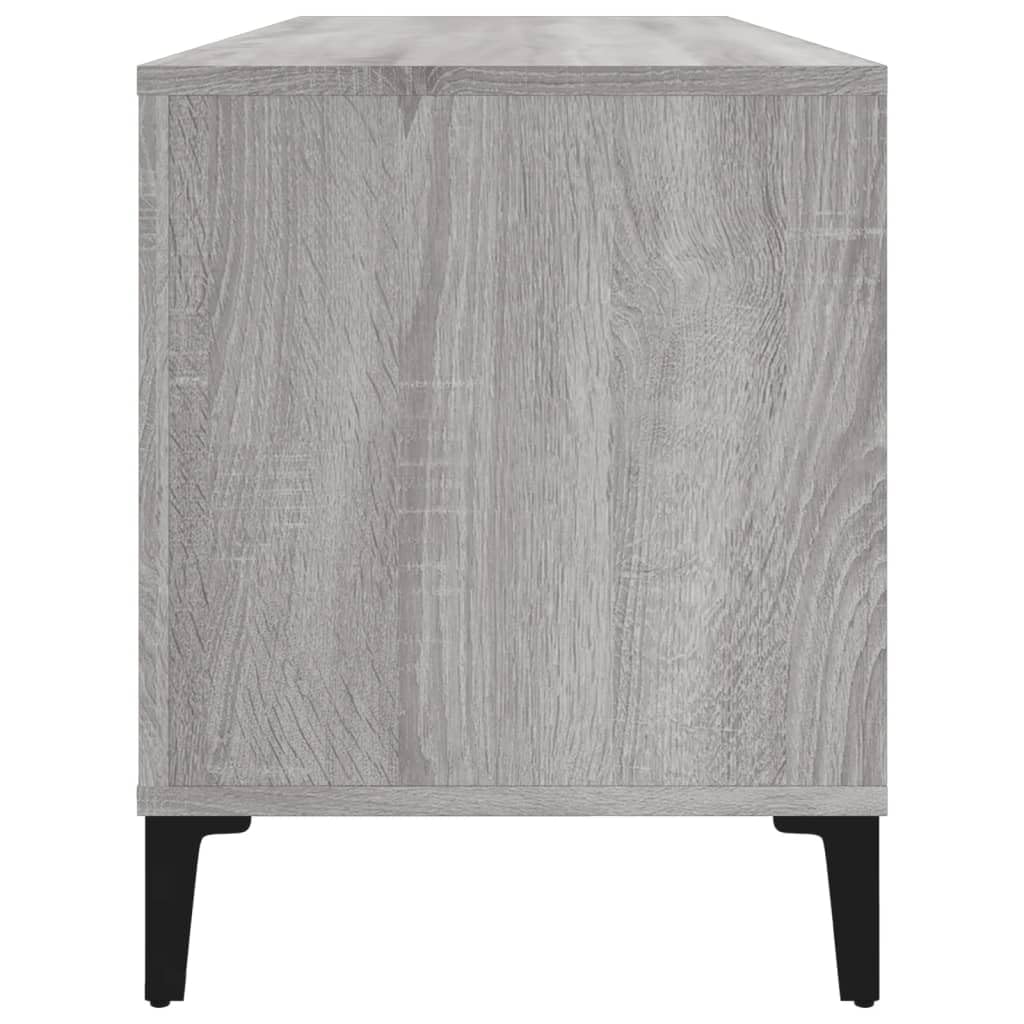 IKAYAA Mueble de Discos de Madera con Patas Metálicas 100x38x48 cm, Tocador de Vinilo, Estantería para CD - Gris Sonoma