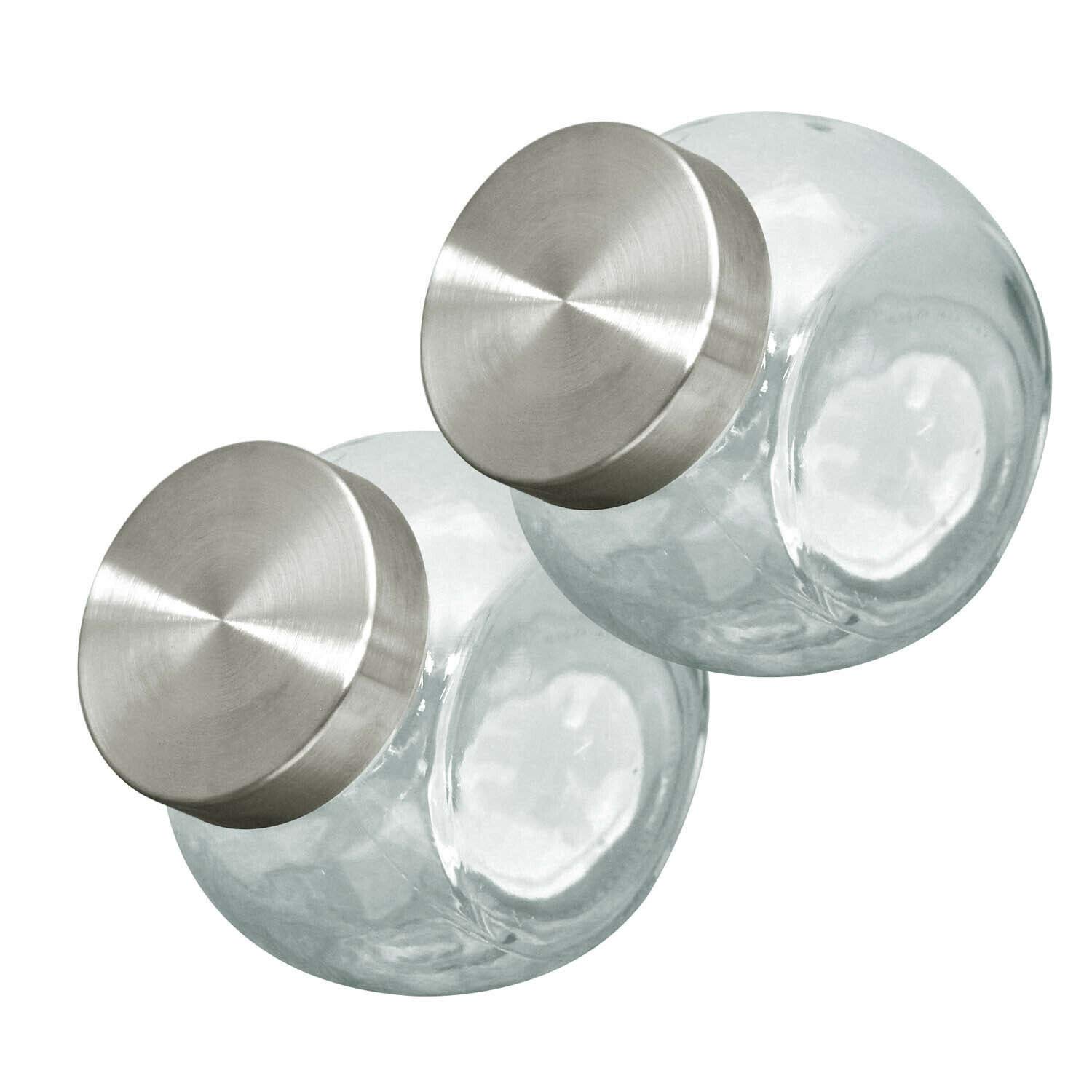 2Pcs 1.3L Airtight Screw Lid Cookies Candy Herbs Spices Glass Storage Tilt Jar