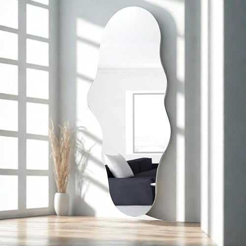 Espejo único de 47 x 23 pulgadas para montar en la pared, espejo alto de cuerpo completo, espejo de cuerpo completo, espejo de vestidor, espejo sin
