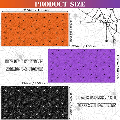Image of TREWAVE 3 Pack Halloween Spiderweb Tablecloth Rectangular Plastic Spider Web Table Cloth Large Size Table Covers for Home Decor Halloween Party Decorations 54 inch x 108 inch (Mixed)